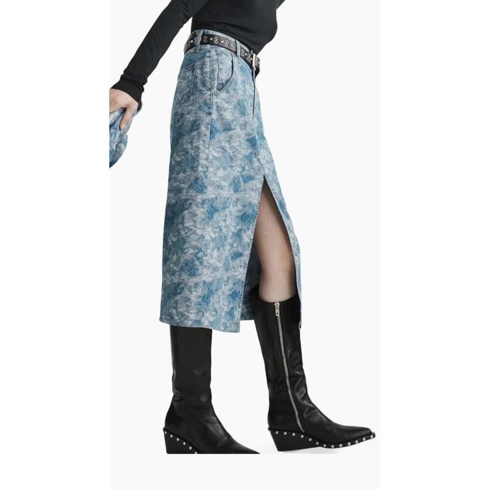 NWT rag & bone HighWaist Vented Denim Sid Midi Skirt 25 Medium Blue    $255 Y2k